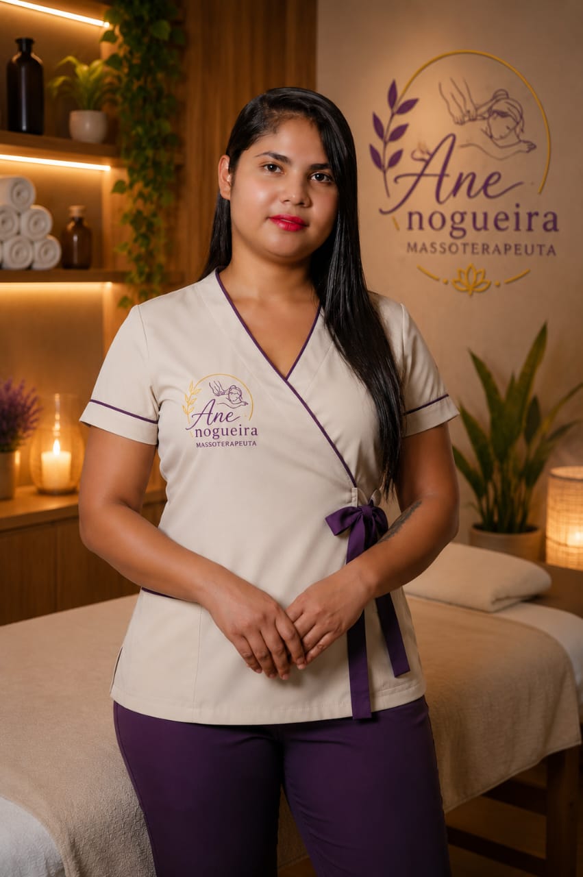 Ane Nogueira, massoterapeuta, em seu espaço de atendimento
